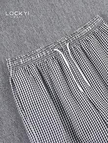 1 buah Celana Panjang Pria Bergaris Kotak-kotak Gaya Vintage Kaki Lebar Kasual Longgar Potongan Lurus Musim Semi Musim Gugur - Light Grey - View 3