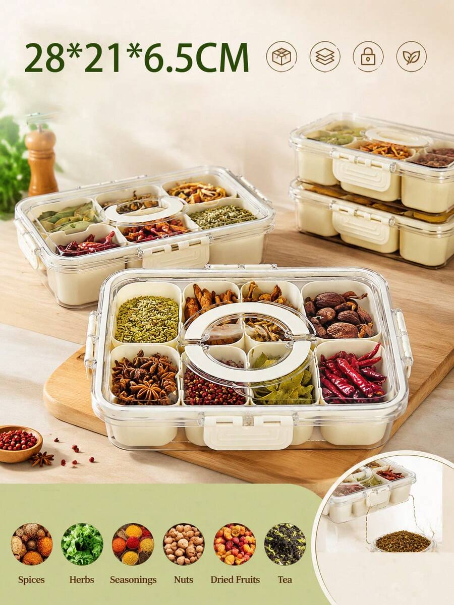 Storage Box, Large Kitchen Travel Fresh-Keeping Box, Kitchen Spice Storage Box, Fruit And Snack Compartment Storage Box, Storage Basket, Christmas Gift - Multicolor - View 1