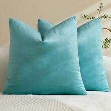 1pc/2pcs Velvet Solid Color Decorative Pillow Cover (Pillow Insert Not Included), Square Cushion Slip, Holiday Home Decor Pillow, Soft Comfortable Fabric, Modern Sofa Decoration, For Home, Bedroom, Dorm Use - Blue - View 14