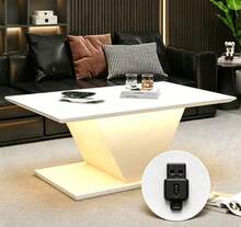 Simple Coffee Table / Elegant Coffee Table / High-Gloss Living Room Table / Can Be Used As A Dining Table, Load Capacity 30 Kg / Suitable For Living Rooms, Dining Rooms And Apartments - White - View 11