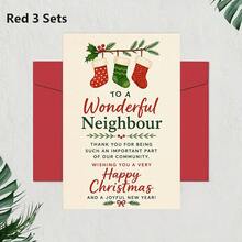 1/3 Sets Greeting Card With Envelope Christmas Happy Card, Sent To You, Thank You For Being A Wonderful Neighbor In The Holiday Season, Thank You Gift For Friends And Community Members, New Year Blessing Flat Card - A - View 10