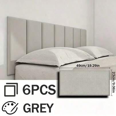 6 Pieces Of Nordic Minimalist Style 3D Self-Adhesive Wall Panels – Soft Protective Edge Trim, Suitable For Bedside And Tatami Areas, Washable, Available In Pure Colors (Pink, Light Blue, Teal, Gray, Beige), Randomly Mixed Design.