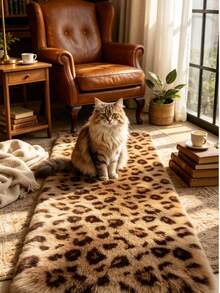 1 buah Karpet Motif Leopard Cokelat, Karpet Dekoratif, Dekorasi Kamar Tidur Musim Gugur/Musim Dingin, Karpet Tebal, Dekorasi Rumah, Karpet Ruang Tamu, Karpet Ruang Tamu Kecil, Karpet Kamar Tidur, Dekorasi Rumah Ruang Tamu - MultiWarna - View 2