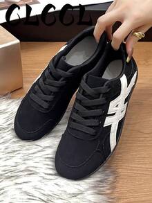 New Women's Black Lightweight Comfortable Flat Casual Sports Sneakers - Black - View 1