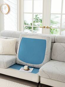 1pc Elastic Sofa Cushion Cover Backrest Cover Sofa Protector Easy To Remove And Wash Suitable For All Seasons Living Room Decor,Sofa Cover,Sofa Covers, Sofa Cover L Shape, Sofa Cover 3 Seater, Large Cushion Covers, Large Cushion Cover, Sofa, Throws For Sofa - Light Grey - View 10
