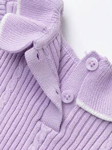 Balabala Baby Girls Knit Sweater Soft‑Touch Winter Knitted Base Layer Versatile Pullover For Little Young Girl - Purple - View 7