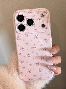 Pink Floral Phone Case, Raised Lens Ring Wear-Resistant Shockproof Phone Case, Gentle Fresh Commute Versatile Style, Compatible With Apple 15/15 Pro/15 Plus/15 Pro Max/16/16 Pro/16 Pro Max/17/17 Pro/17 Pro Max/12/12 Pro/12 Mini/13/13 Mini/13 Pro/13 Pro Max/14/14 Plus/14 Pro Max/11, Autumn/Winter Gift, Back To School Essential, Christmas Gift, Halloween Gift, Accessory - Pink - View 2
