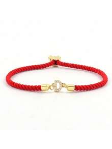 1pc Fashion Creative Copper Inlaid Zirconia DIY Letter Bracelet, Adjustable 26 A-Z Initial Jewelry, Elegant Daily & Holiday Gift For Girls - Multicolor - View 4