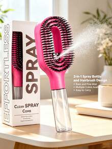 2‑In‑1 Spray Hair Brush, White Transparent Comb With Built‑In Water Tank, Soft Flexible Bristles, Detangling Moisturizing Hair Brush For All Hair Types, Travel‑Friendly Hair Styling Tool - Upgraded Version - View 7