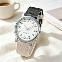 Plastic Case Canvas Strap Women's Quartz Wristwatch, Minimalist Fashion Fresh Neutral Wristwatch, Academic Style - Mouldless - View 11