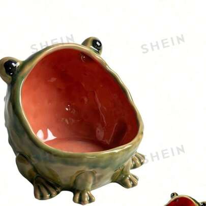 1pc 2D Acrylic Decorative Figurine Cute Frog Funny Big Mouth Doll Ornament, Suitable For Entryway Desktop Decoration; Acrylic Frog Shaped Suitable For Home Kitchen Or Office Desktop Decoration