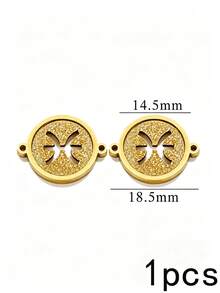 1/5pcs Zodiac Connector Pendant, 18K Gold Plated 304 Stainless Steel Double Hole Zodiac Pendant, Non-Fading DIY Jewelry Accessories - Zodiac Connector Ring - View 22