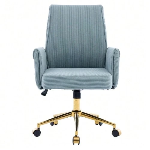 Height-Adjustable Office Swivel Chair With A Medium-High Backrest, Striped Upholstery, And Ergonomic Design – The Ideal Choice For Work, Study, Or Relaxation. The Medium Back Support Offers Excellent Support. - Dusty Blue - View 1