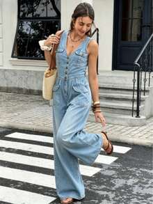 Women Jumpsuits - Blue - View 5