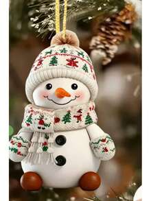 2D Flat [Decorative Hanging Ornament] Snowman 2pcs Set, Christmas Fairy Tale Character, Perfect For Christmas Window And Party Decoration, Christmas Tree Decoration, Perfect Christmas, 2026 New Year Gift, Birthday Gift, Holiday Party Gift - Multicolor - View 3