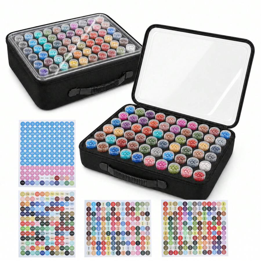 New 60/120 Grid Diamond Painting Storage Box Set, For Adults, Upgraded Transparent Lid, Portable Bead Storage Box, Suitable For Diamond Painting Accessories And Tools - View 1