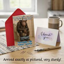 1pc Men's Birthday Card With "Naughty Monkey Sitting On Toilet" Design, Includes Humorous And Vulgar Joke, Suitable For Male Friends - Multi-color - View 5