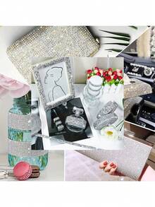 3 cuộn dải trang trí đính đá DIY tự dính, dải dán đá trang trí kim cương lấp lánh, phù hợp cho đồ thủ công, trang trí đám cưới và tiệc, cũng như trang trí gương, ô tô và điện thoại - Nhiều màu - Xem 7