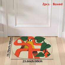 1pc Oval Flannel Door Mat, Soft Comfortable Absorbent Non-Slip Machine Washable With Backing, Suitable For Entrance, Living Room, Patio, Bedroom, Kitchen, Laundry Room, Bathroom, Multi-Functional Home Floor Mat, Entryway Rug, Kitchen Bathroom Carpet, Holiday Decoration - Multicolor - View 13