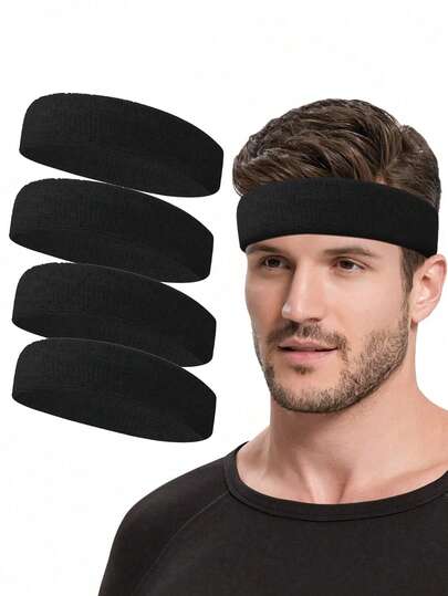 10pcs Sweat-Absorbing Headbands Unisex Moisture-Wicking Suitable For Tennis, Basketball, Running And Gym [Polyester Fiber]