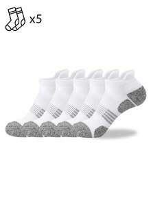 1/5 Pairs Men's Sports Short Socks, Outdoor Fitness Running Socks, Terry Bottom Non-Slip Cushioning Comfortable Soft, Suitable For Teenagers And Adults - Multicolor - View 6