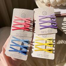 3/21pcs Candy Color Matte Hair Clips, Korean Style Minimalist Small Hair Clips, X-Shaped Hair Clips - Multicolor - View 3