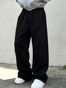 1pc Teen Boys Sports Wide Leg Pants, Casual Fashion, Loose Fit, Suitable For Sports And Daily Wear, Appropriate For Spring, Summer And Autumn - Black - View 1