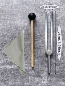 1 Set Alloy Tuning Fork Set 136.1Hz, 256Hz And 512C Portable Frequency Tuning Fork, Used For Yoga Meditation Relaxation Multi-Function Yoga Training Tool With Wooden Hammer To Produce Sound Standard Volume Includes Accessories - Silver - View 5