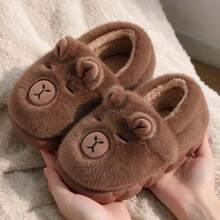 Autumn/Winter Cute Capybara Cartoon Full-Cover Plush Slippers Indoor Home Warm Thick Sole Soft Bottom Plush Shoes - Dark Brown - View 5