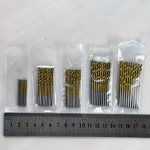 50pcs Mini Titanium Coated High Speed Steel Drill Bit Set, Suitable For 100 Countries, Straight Shank Spiral Round Twist Drill, Durable Steel Material, Suitable For Wood, Metal, Plastic Drilling, Multiple Sizes For Home Use - A - View 10