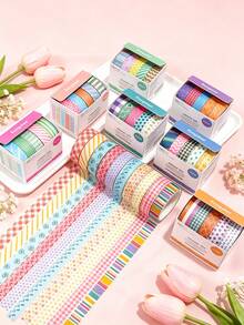 Băng keo Washi họa tiết sáng màu, băng keo Washi trang trí nhiều màu sắc, băng keo thủ công họa tiết dùng cho scrapbooking, ghi chép nhật ký, lập kế hoạch, làm thiệp, gói quà, đồ thủ công DIY, dành cho người yêu nghệ thuật, học sinh, giáo viên, quà tặng tựu trường, Halloween, Lễ Tạ ơn, Giáng sinh - Mẫu mới - Xem 2