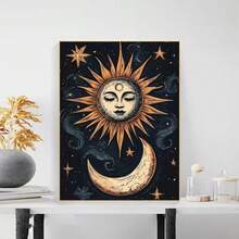 1PC DIY 5D Diamond Painting Kit Sun Moon Pattern - Round Full Drill Art Mosaic Craft, Home Wall Decor, Frameless - No Frame - View 3
