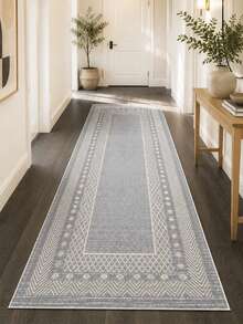 Chilai Home Minimalist Geometric Print Area Rug, Modern Black And White Floor Mat For Living Room, Bedroom & Home Decor, Made In Turkey - Grey - View 5