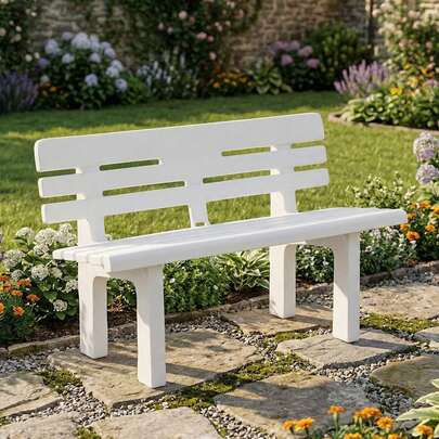 Dmora Alim - Panchina da Esterno, 52x110x71h cm Bianco, 2 Posti Made in Italy