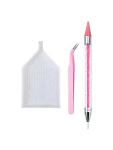 2-In-1 Rhinestone Dotting Pen: Dual-Head Design, Crystal Material Rhinestone Dotting Pen With Crystal Handle, Perfect For Nail Art Creation And DIY Decoration, Rhinestone Dotting Brush And Sorting Tray For Nail Art. Self-Adhesive Rhinestone Dotting Brush And White Rhinestone Storage Tray On Both Ends Suitable For DIY Rhinestone Crafts And Rhinestone Painting. - White - View 21