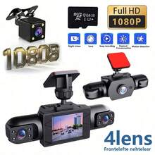 SIDAKEYE Camera hành trình Dash Cam, cấu hình ống kính toàn cảnh 360° 4/3, thẻ nhớ 64GB, màn hình IPS 3.16 inch, camera trước 1080P và camera trái/phải 720P, camera giám sát bao quát toàn diện, camera lùi, nhìn đêm độ phân giải cao, dải động rộng, cảm biến G, pin 150mAh - A - Xem 9