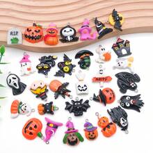 10/20/24pcs Halloween Resin Charms Random Mixed Pumpkin Ghost Witch Skull Bat Castle 3D Pendant For DIY Bracelet Necklace Jewelry Making Findings - Multicolor - View 8