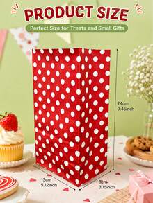 6pcs Red Polka Dot Reusable Gift Paper Bags, Birthday Party Decorative Snack Gift Bags, Holiday Party Small Gift Packaging Bags, Foldable Party Supplies Bags - Multicolor - View 4