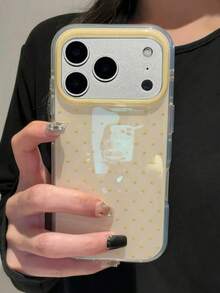 Ins韓系簡約黃色波點手機殼，適用於Apple 17 Pro Max、13/12/16 Pro、新款15 Pro Max，女款純色創意雙層全包覆硬殼保護套 - 彩色 - 查看 3