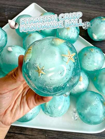 1/3pcs Newest Starfish Shell Crunchy Handmade Squeeze Ball, ASMR Sound-Controlled Fingertip Toy, Transparent Ocean Theme Stress Relief Squeeze Toy, Suitable For Teens And Adults, Birthday Gift, Christmas Gift, Surprise Gift, Holiday Gift, Stress Relief