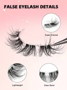 ENCHUW 7 Pairs Messy Natural Cat Eye Lashes Clear Band Lashes Cat Eye Look Wispy Lashes Eye End Elongated Full Strip Soft Natural False Eyelashes - Black - View 3
