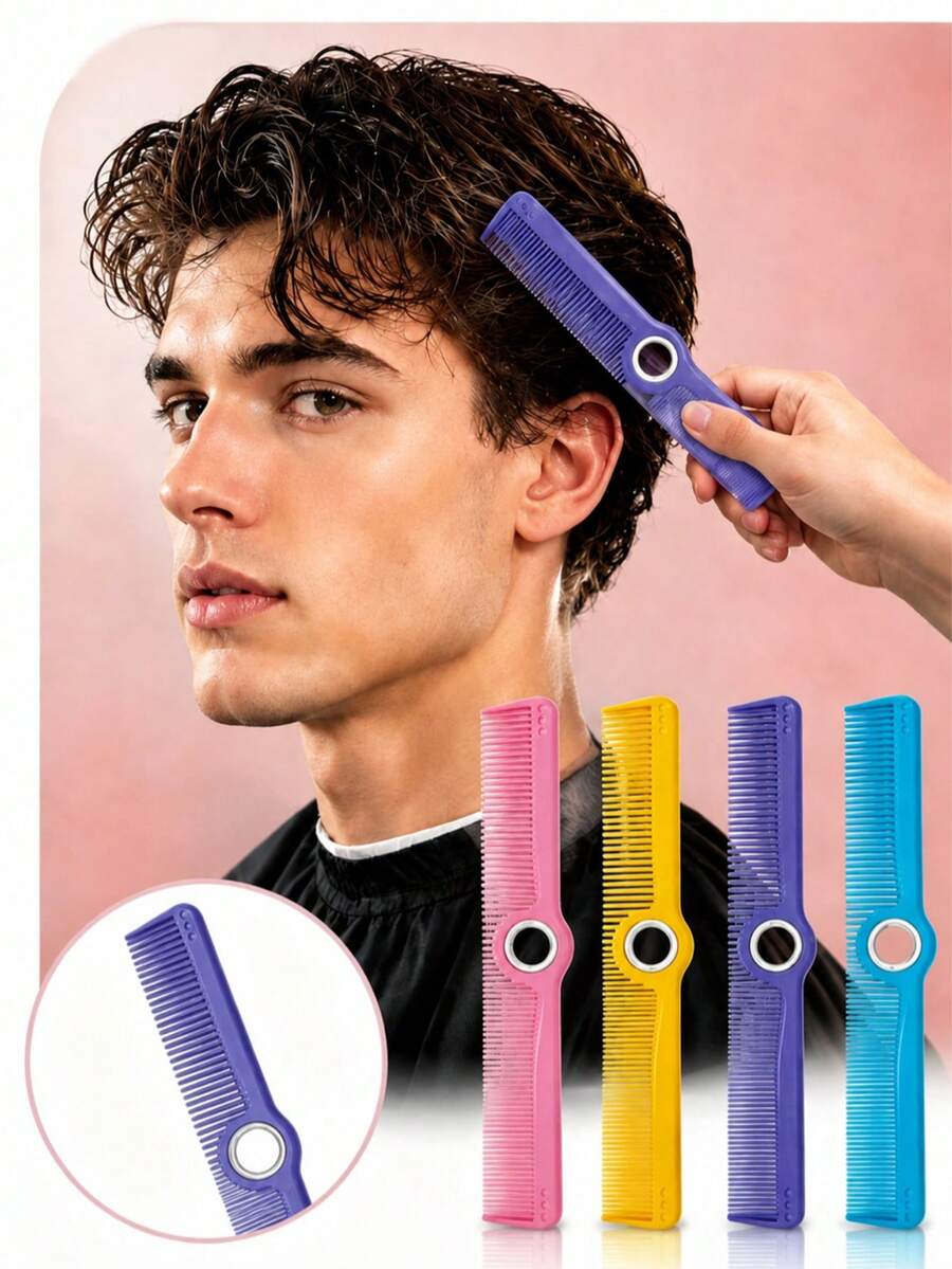 1pc Rotating Bearing Hairdressing Comb With Double-Sided Dense And Sparse Teeth, Anti-Slip And Durable Plastic Hairdressing Tool, Suitable For Home And Salon Use, Anti-Static And Non-Tugging Hair Comb, For Sectioning And Trimming Bangs And Long Hair, Portable Double-Sided Design, Professional Hairdresser Hair Cutting Comb, Suitable For Combing Hair And Salon Styling Tool - Multicolor - View 1