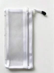 Korean Style Transparent Double Layer Mesh Pencil Case Storage Bag Student Exam Portable Pencil Pouch Large Capacity Makeup Bag - Multicolor - View 7
