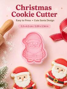 1pc Santa Figure Cookie Cutter Cute Holiday Baking Mold DIY For Biscuit Cake Decorating Xmas Home Kitchen Party Pastry Making Accessory Supplies - View 2