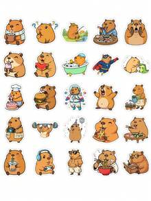 50pcs Funny Capybara Stickers, Cute Cartoon Humorous Daily Scene Capybara Patterns, Waterproof Vinyl Stickers, Suitable For Water Bottles, Laptops, Scrapbooks Decoration - Multicolor - View 7