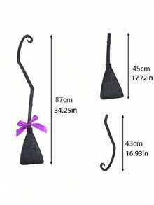 Halloween Witch Broom Decoration Cosplay Costume Plastic Witch Magic Broom Prop - Multicolor - View 12