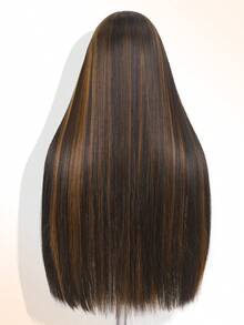 Synthetic Headband Wig For Women Half Wig Black Mixed Brown Highlight Wig Wear And Go Glueless Wig Long Straight Heat Resistant Fiber Daily Party 26 Inch - Multicolor - View 7