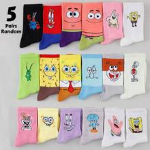 SpongeBob SquarePants 1/3/5/8/10雙隨機款 SquarePants 卡通中筒襪，適合街頭風與休閒穿搭，可愛校服與日常穿著 - 彩色 - 查看 9