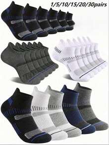 30 Pairs Unisex Boat Socks, Suitable For Cycling, Running, Hiking, Climbing And Other Sports, Available In 20/15/10/5/1 Pairs - Multicolor - View 17