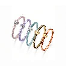 Vòng tay nữ đính đá rhinestone dây bện màu xanh kiểu mới họa tiết dây leo nho, thủ công đan màu sắc, phụ kiện tay tối giản cực thu hút - Vòng tay tết dây - Xem 4